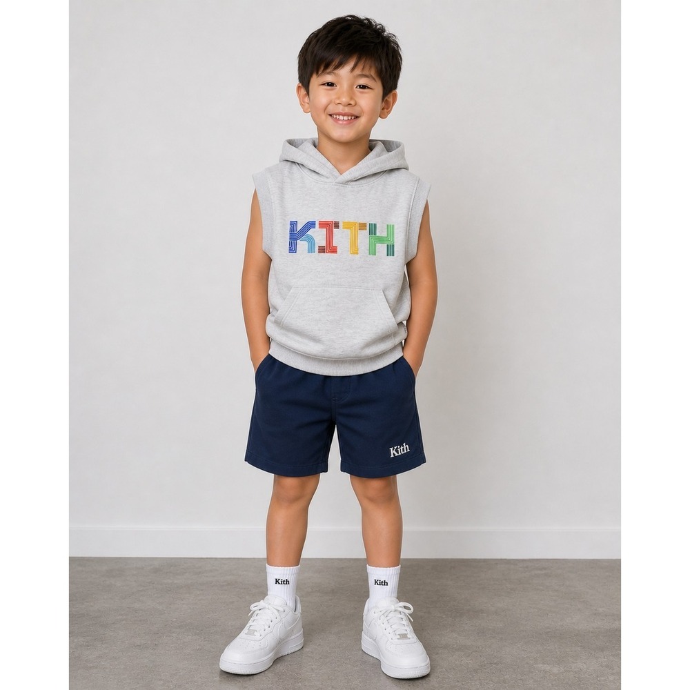 NWT Kith Kids Pathways Sleeveless Hoodie Light Heather Gray S Quiet Luxury READ